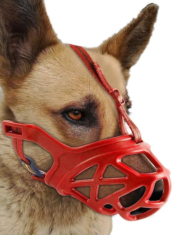 Pups&Pets كمامة/واقي فم للكلاب من Pups&Pets مع حزام قابل للتعديل، مثالية لمنع العض والنباح والمضغ لدى الكلاب والجراء العدوانية - أحمر (مقاس كبير جدًا) - Image 1